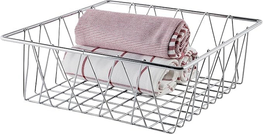 G.E.T. Square Heavy-Duty Iron Wire Utility Storage Basket for Pantry, Storage and More, 12" x 12" x 4"