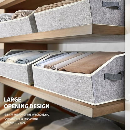 Homsorout Trapezoid Closet Shelf Organizer - Large Baskets for Organizing, Fabric Storage Box for Shelves, Cube Storage Bins for Clothes, Books, Blankets, 3 Pack, Light Gray