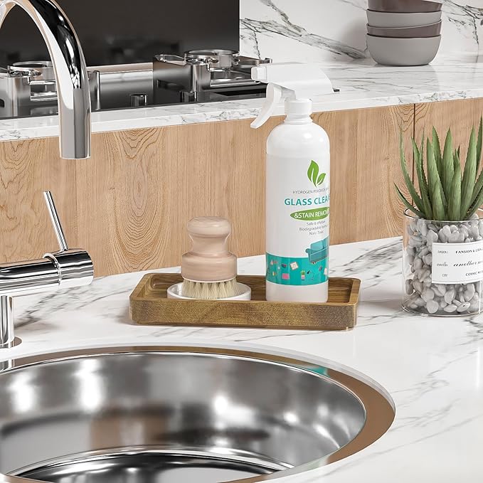 WEENSON Small Acacia Wood Bathroom Vanity Tray for Soap Dispenser, Toiletries, Makeup, Perfume, Decor, Kitchen Tray for Counter Salt Spice, Toilet Tank Tray for Candle, Nightstand 7.9"x4"