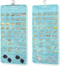 FOREGOER Hanging Jewelry Organizer with 88 Zippered Pockets, Dustproof Foldable for Travel, Accessories Organizer for Holding Jewelries Earring Organizers and Storage (Blue)