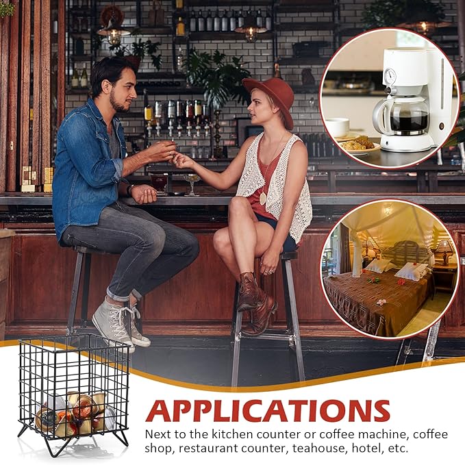 Zubebe 4 Pcs Coffee Pod Holder Large Capacity Coffee Pod Basket Wire Organizer Capsule Cages Metal Storage Capsule Basket, 5.3 x 5.3 x 6.3 In (Black)
