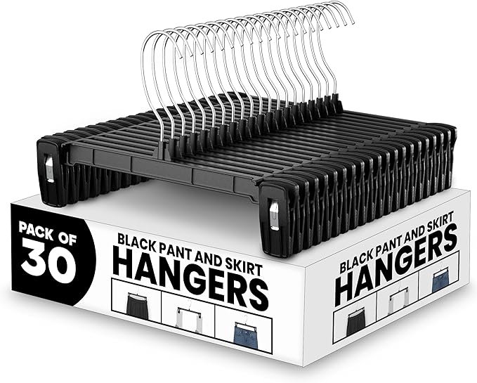Utopia Home Skirt Hangers - 30 Pack Plastic Hangers with Clips and 360 Swivel Hook for Closet Use and Hanging Bottoms Such as Skirts Pants Jeans