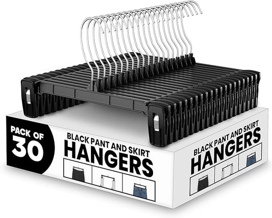 Utopia Home Skirt Hangers - 30 Pack Plastic Hangers with Clips and 360 Swivel Hook for Closet Use and Hanging Bottoms Such as Skirts Pants Jeans