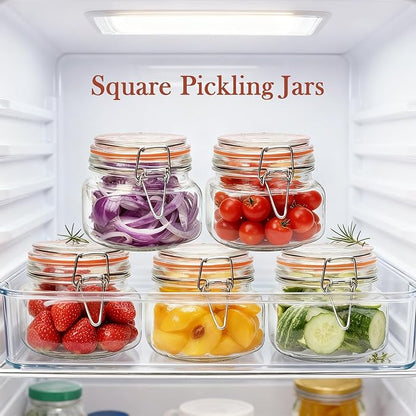 16 oz Glass Jars With Airtight Lids And Leak Proof Rubber Gasket,Wide Mouth Mason Jars With Hinged Lids For Kitchen,Glass Storage Containers 6 Pack