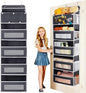 5-Tier Over the Door Storage Organizer with 5 Side Mesh Pockets, 40lbs Load Capacity with 2 Hooks, Behind Door Hanging Organizer for Closet Bathroom Bedroom Nursery - Grey