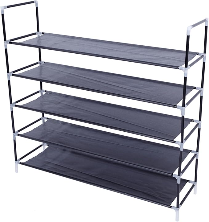 4-Tier Shoe Rack - Stackable, Free Standing Shoe Shelf for Entryway Storage - Modern Wood Home Furniture (Ships from USA)