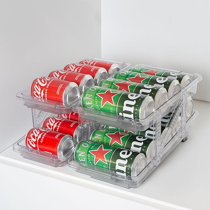 GAROOD Expandable Soda Can Organizer – Drink Organizer for Fridge, Soda Can Organizer for Refrigerator, Can Dispenser for Fridge, Pantry Can Organizer & Canned Food Organizer Storage - TWO PACK