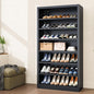 Tall Shoe Cabinet, 7 Tiers 30-35 Pairs Heavy Duty Metal Freestanding Shoe Rack, Vertical Shoe Storage Organizer with Adjustable Shelves, Shoe Shelf for Entryway, Bedroom (Black, 55" H)