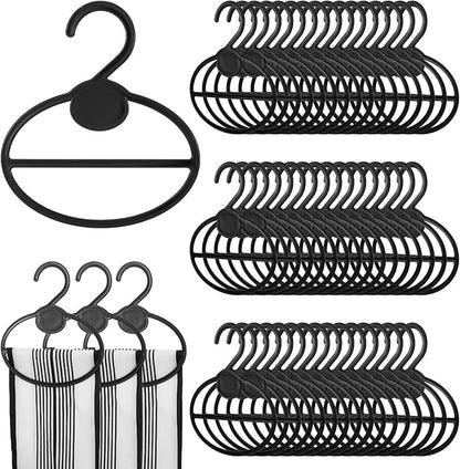 80 Pcs Scarf Hangers, Plastic Scarf Holder Organizer with Center Bar, Space Saving Clothes Hanger for Scarves, Ties, Belts, Headbands (Black)