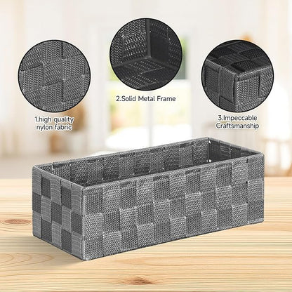 Posprica Woven Baskets, Storage Baskets for Organizing (Set of 8), Cube Baskets Bin Container Matching Storage Boxes Organizers for Pantry, Office, Shelves, Media-room