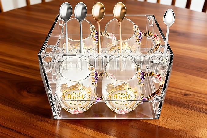 Makeup Tray Organizer Makeup Organizer Box Cosmetic Display Case Cosmetic Storage for Dresser Countertop,Bathroom Vanity,Office Desk,Washable Crystal Clear Acrylic