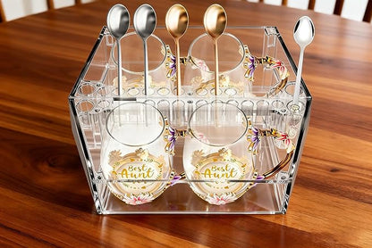 Makeup Tray Organizer Makeup Organizer Box Cosmetic Display Case Cosmetic Storage for Dresser Countertop,Bathroom Vanity,Office Desk,Washable Crystal Clear Acrylic