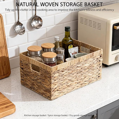 Storage Container, Natural Water Hyacinth Storage Bins Rectangular Basket,Arts and Crafts.