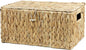ORDELITE Large Wicker Basket with Lid, Rectangular Water Hyacinth Storage Baskets for Organizing, Woven Basket for Storage, Decorative Boxes Bins with Lids Home Organizer Decor