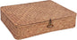 Moosky Flat Wicker Shelf Baskets with Lid, Handwoven Seagrass Basket Boxes for Storage Baskets Bins Home Decor Organizer (Coffee Large)