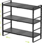 Expandable Shoe Rack Heavy-Duty Closet Organizer Adjustable Shelf Stackable Metal Framework for Entryway, Garage,RV,Pantry,Cabinet(Medium,3 Packs/Black)