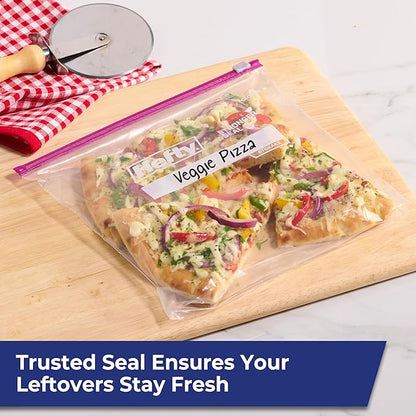 Hefty Slider Gallon Storage Bags, 66 Count, Gallon Size Slider Storage Bags for Storing Food, Bulk Snacks, Travel Toiletries, First Aid Kits, and More, Writable Label, Secure Zip and Click Closure
