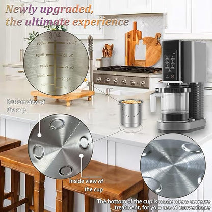 Stainless Steel Pint Containers & Lids Compatible with Ninja Creami ice Cream Maker NC500, NC501, CN501CO Delux Series– 2 Pack, 24 oz, Silicone Lids, BPA-Free, Dishwasher Safe