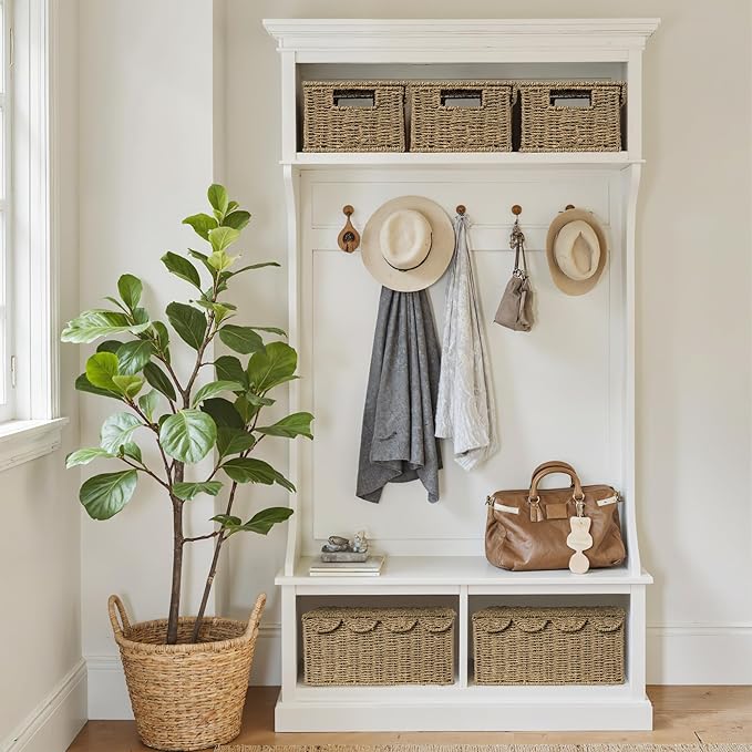 StorageWorks Scalloped Edge Wicker Basket, Seagrass Storage Baskets for Living Room, Bedroom, 15" L x 11 ¼" W x 7" H