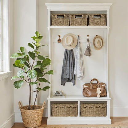 StorageWorks Scalloped Edge Wicker Basket, Seagrass Storage Baskets for Living Room, Bedroom, 15" L x 11 ¼" W x 7" H