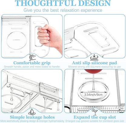 Expandable Bathtub Tray Caddy, AZ. MIFENO Clear Acrylic Bath Tray for Tub for Bath Relaxing, Foldable Bath Table Trays Luxury Spa Bathtub & Bathroom Accessories for Women Gift (Clear)