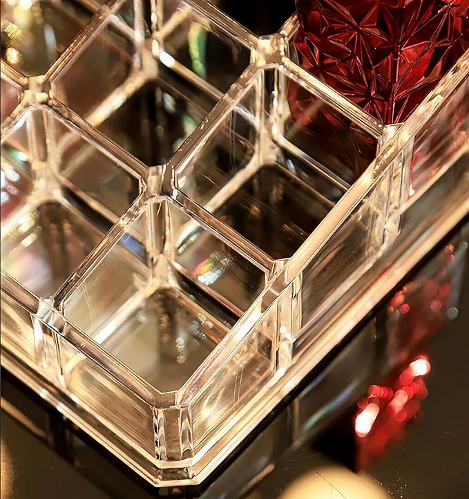 Sooyee Acrylic Lipstick Case - Lipstick Holder & Cosmetic Organizer With 9 Spaces - Clear