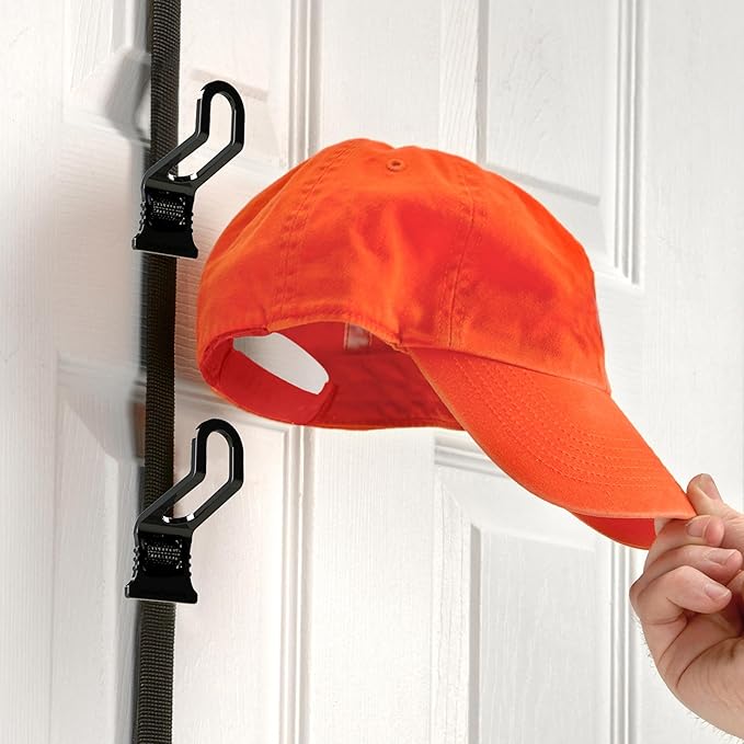 Perfect Curve Hat Organizer CapRack 2-Pack | Over-The-Door Hat Rack and Organizer | Baseball Cap Rack | Hat Rack for Door | 4 Straps | Holds 36 to 72 Adjustable Caps |Black