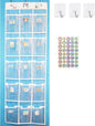 Headphone Storage Classroom, Over The Door Hanging Headphone Holder for Classroom with 15 PVC Clear Pocket Chart, Cell Phones Calculators Organizer
