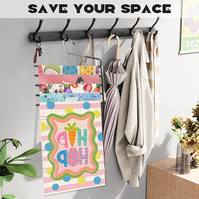4 Pack Garden Flags Hangers,Garden Flag Holder,Garden Flag Storage Heavy Duty Multi Layers Space Saving Hangers,Non Slip 5 Tier Open-Ended Pants Hanger for Garden Flags Jeans Trouser Pants Hangers