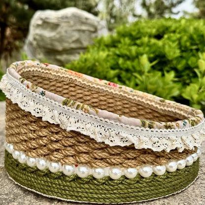 Zenpeace Hand-Woven Basket, It Can be Used for Cosmetics Storage, Perfume Storage, Lotion Storage, Cosmetics Organization and Multi-scene Decoration