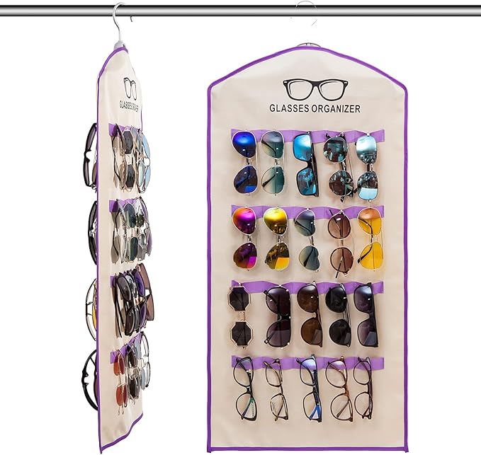 TRIUMPH VISION Hanging Sunglasses Organizers Eyeglasses Holder Stand, 40 Slots Eyeglass Case Eyewear Wall Organizer Multiple Eyeglasses Storage Sunglass Wall Mount Glasses Case Foldable Travel