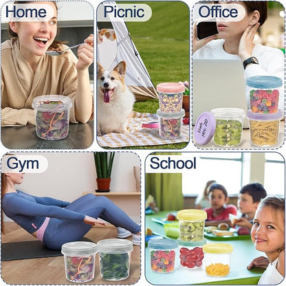 Yomarket 6pcs 16 oz Plastic Deli Containers with Screw Lids, Small Freezer Containers Reusable 2 Cup Food Storage Container with Pen & Brush for Snack Salad Fruit, Microwave & Dishwasher Safe BPA Free