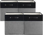 FinishingBo 13 x 13 Inch Fine Linen Storage Bins with Handles，Fabric Cube Boxs，Basket Organizers for Shelves for Home, Closet Drawers (Black/Gray-4 Pack)