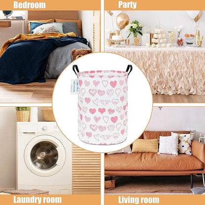 Laundry Basket Canvas Fabric Collapsible Organizer Basket for Storage Bin Toy Bins Gift Baskets Bedroom Clothes Children Nursery Hamper (Angel Heart)