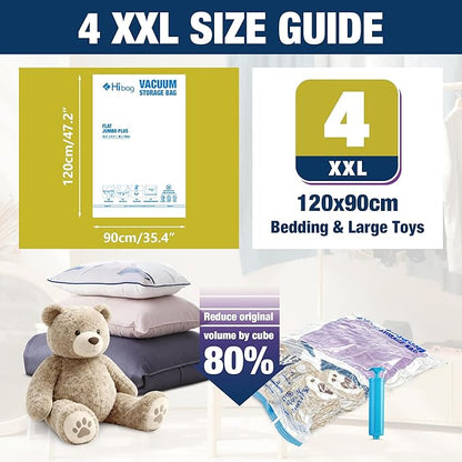 XXL Jumbo 47''X35'' Vacuum Storage Space Bags Extra Large for Blanket Bedding Comforters with Hand Pump (4 Pack)