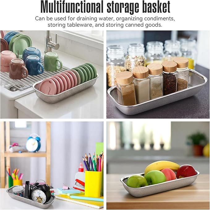 12 Pack Drawer Organizer for Kitchen Utensils, Stackable Rapid Draining Cutlery Stainless Steel Tray, Space-Saving Flatware Organizer for Spoons Forks Chopsticks, Dishwasher Safe(Silver)