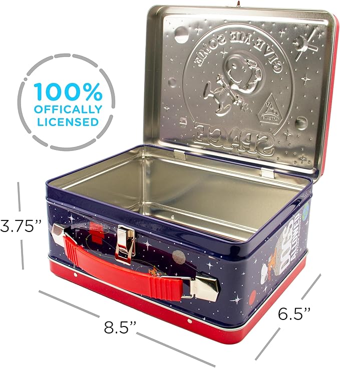 Aquarius Peanuts Artemis Fun Box 8x6 Inch - Officially Licensed Snoopy Space Collectible Storage Organizer Tin Gift for Kids and Teens