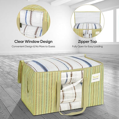 BALEINE 2-Pack Oversized Moving Bags with Reinforced Handles, Heavy-Duty Storage Tote Moving Supplies for Packaging, Camping (Color Stripe, 2-Pack)