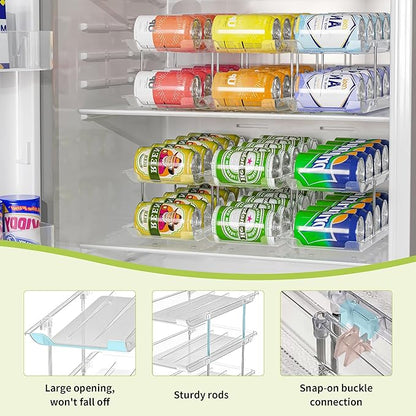 Can Organizer for Pantry Soda Can Organizer Automatic Rolling Food Pantry Storage Rack Can Dispenser for Fridge Holds 36 Cans, Fits 5.8-Inch Soda and Can, Set of 9