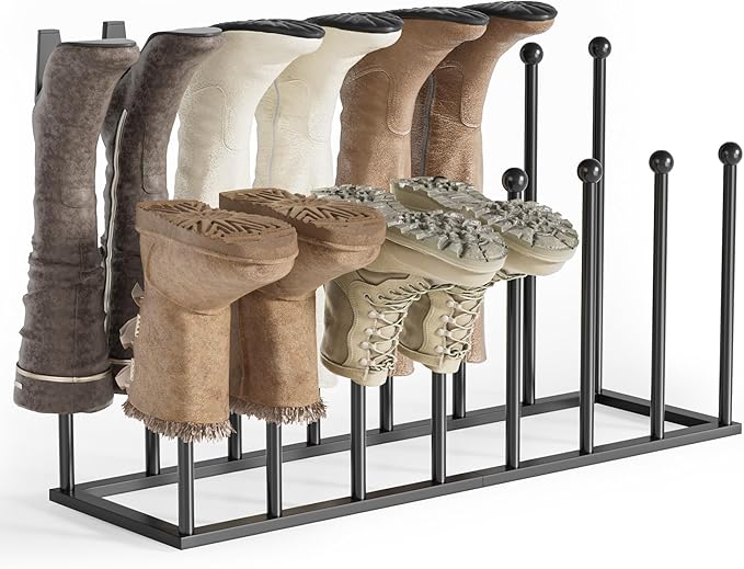 pickpiff Boot Rack Organizer Tall Boots, Black Boot Storage Organizer Tall Boots for Closet, Entryway, Garage, Porch, Free Standing Shoe Racks for 8 Pairs