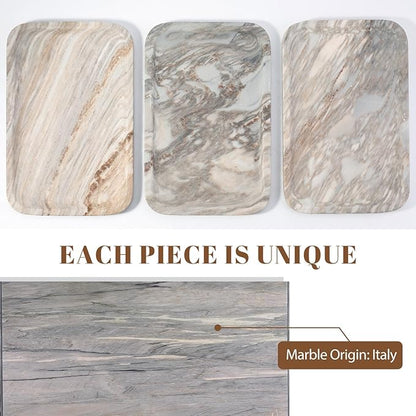 Koville Marble Tray, 12"x8" Marble Vanity Tray for Countertop Bathroom Kitchen Dresser, Decorative Catchall Trays for Perfume Jewelry, Rectangular Stone Serving Tray(Palissandro Blue