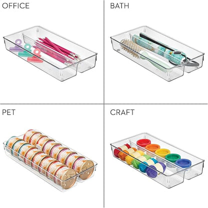 iDesign Recycled Plastic Divided Drawer Organizer Tray - Linus Collection - Clear
