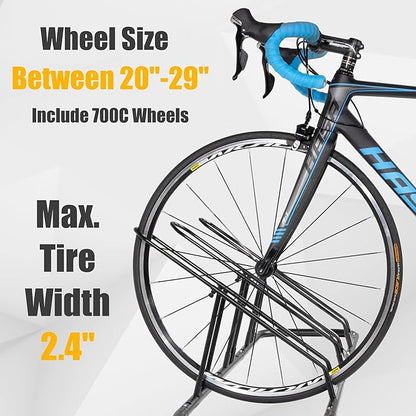 CyclingDeal Bicycle Floor Parking Rack Stand - for Mountain MTB Road Bike - Indoor Home Garage Storage - Adjustable 3 Bikes