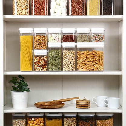 Felli Flip Tite Storage Container with Lid 4" Airtight Ring Seal Top, Stackable Acrylic Canister Jar Set for Kitchen Pantry Organizer, Food Spice Pasta Snack (5pk, Variety)