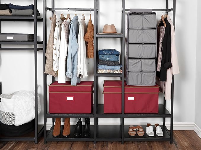 Covermates Keepsakes Hanging Closet Organizer Set – Heavy Duty Wardrobe Storage Shelves with Trays & Dividers – Vertical Dresser for Sweaters, Shoes, and Handbags, Graphite