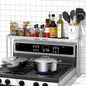 Stove Top Shelf,Adjustable 27 to 33 Inch Over the Stove Shelf for Back of Stove Spice Rack for Countertop,4 Level Height Spice Rack Organizer Seasoning Organizer for Kitchen Stove,Silver