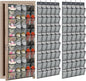 Windyun 2 Pack 40 Over the Door Shoe Organizers Large Mesh Pocket Hanging Shoe Rack for Closet Nonslip Behind Dorm Door Storage Holder Dorm Essentials Back to School Organizer for College(Gray)