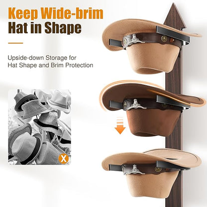 Cinati Cowboy Hat Rack, Cowboy Hat Holder Wall Mount Holds up to 4 Hats, Wooden Western Rustic Metal Cowboy Hat Hanger with Arrow Sign Board, Hat Rack for Cowgirl Hat, Fedora, Sun Hats (2 pack)