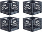Hudson Exchange 13 x 13 x 11" (16 Quart, 4 Pack) Mesh Commercial Grade Milk Crate Handled Storage Container Tote, Black