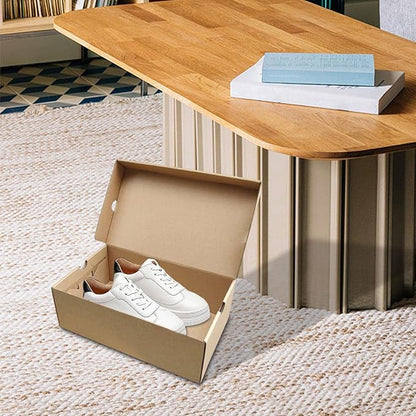 Kraft Paper Shoe Storage Box Assemblable Shoes Container Case Shoes Display Box Women Men Stackable Shoes Organizer for Living Room Bedroom, 30cmx18cmx10cm